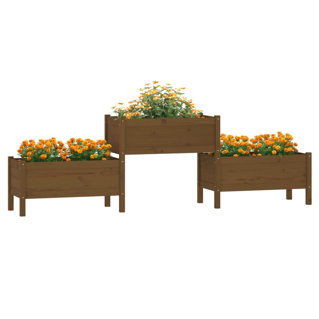 Vidaxl Planning Box 245.5x44x75 cm de pino sólido marrón marrón