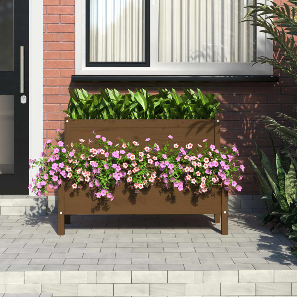 Vidaxl Planning Box 110x84x75 cm de pino sólido marrón marrón