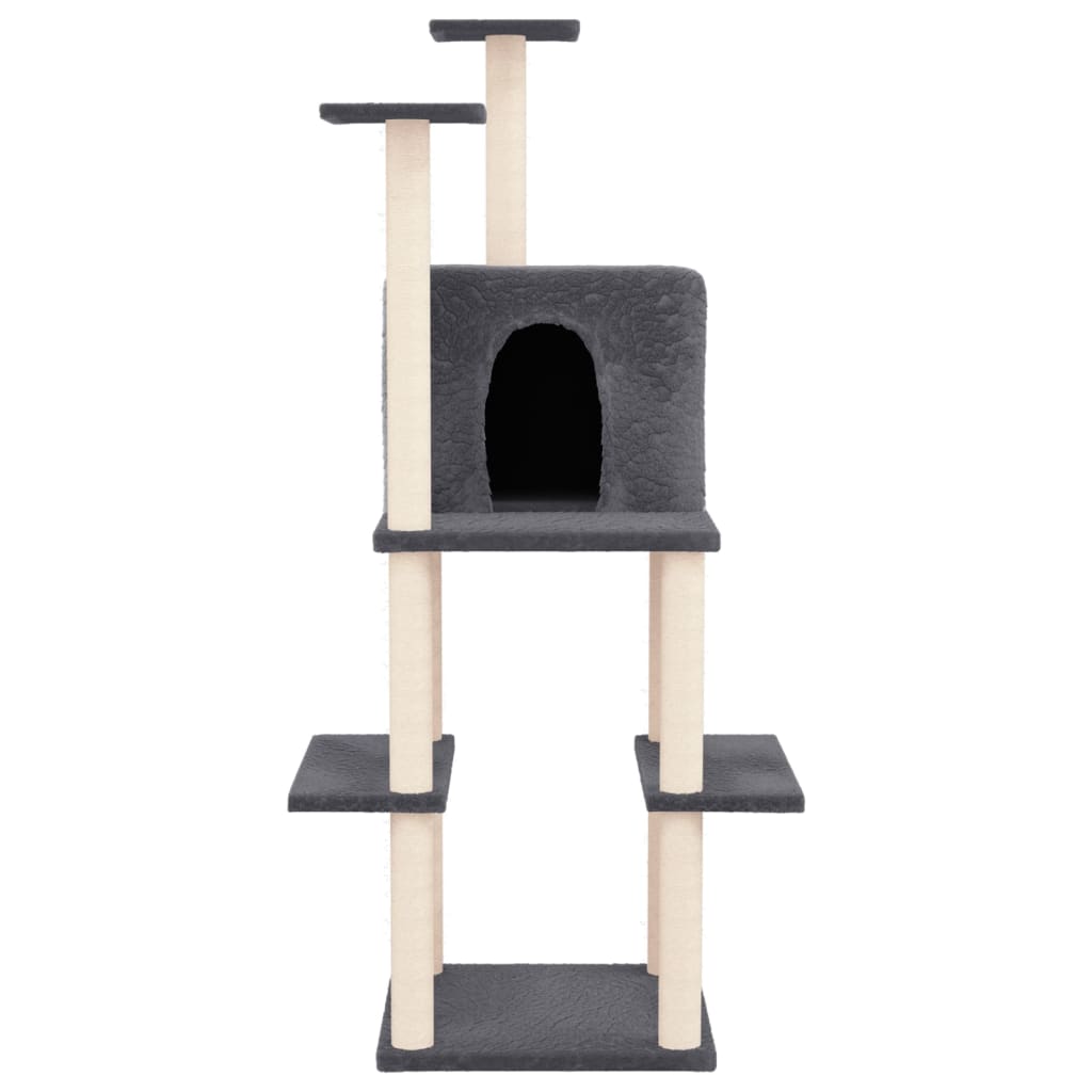 Muebles de gato de Vidaxl con postes de rascado de sisal 144.5 cm de gris oscuro