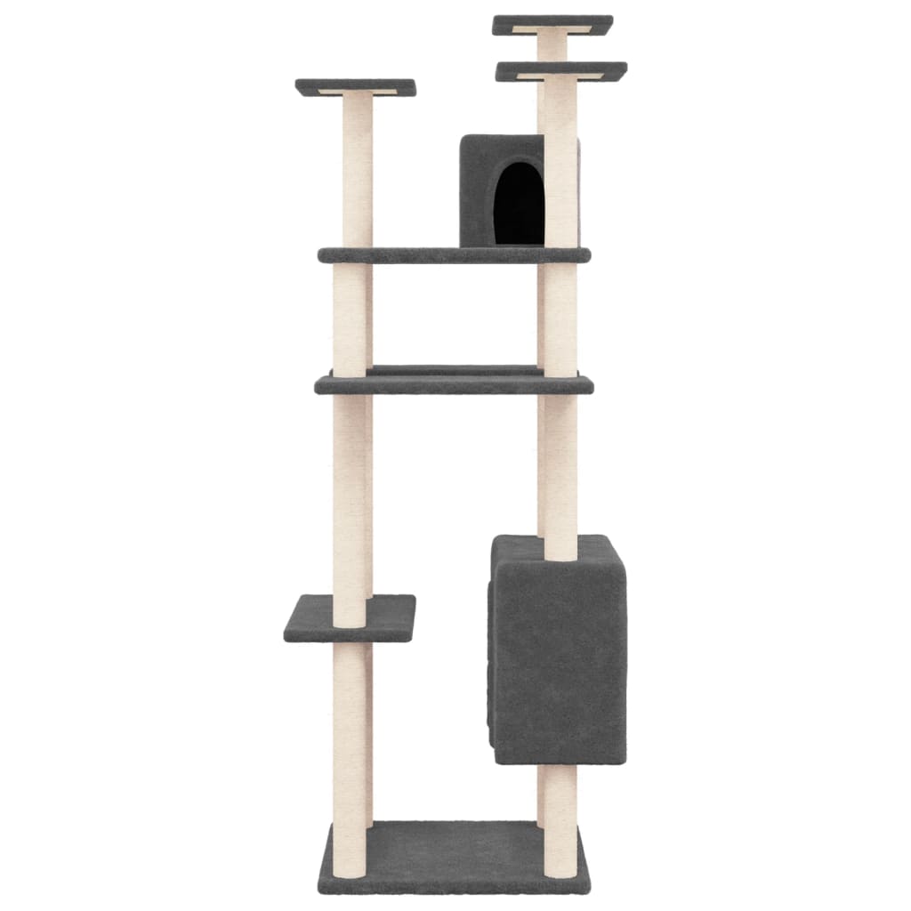 Muebles de gato de Vidaxl con postes de rascado de sisal 162 cm de gris oscuro