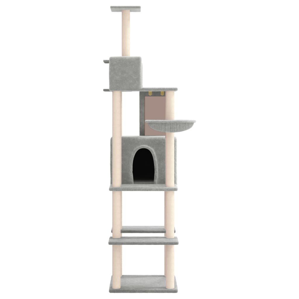 Muebles de gato de Vidaxl con postes de rascado de sisal 201 cm de gris claro