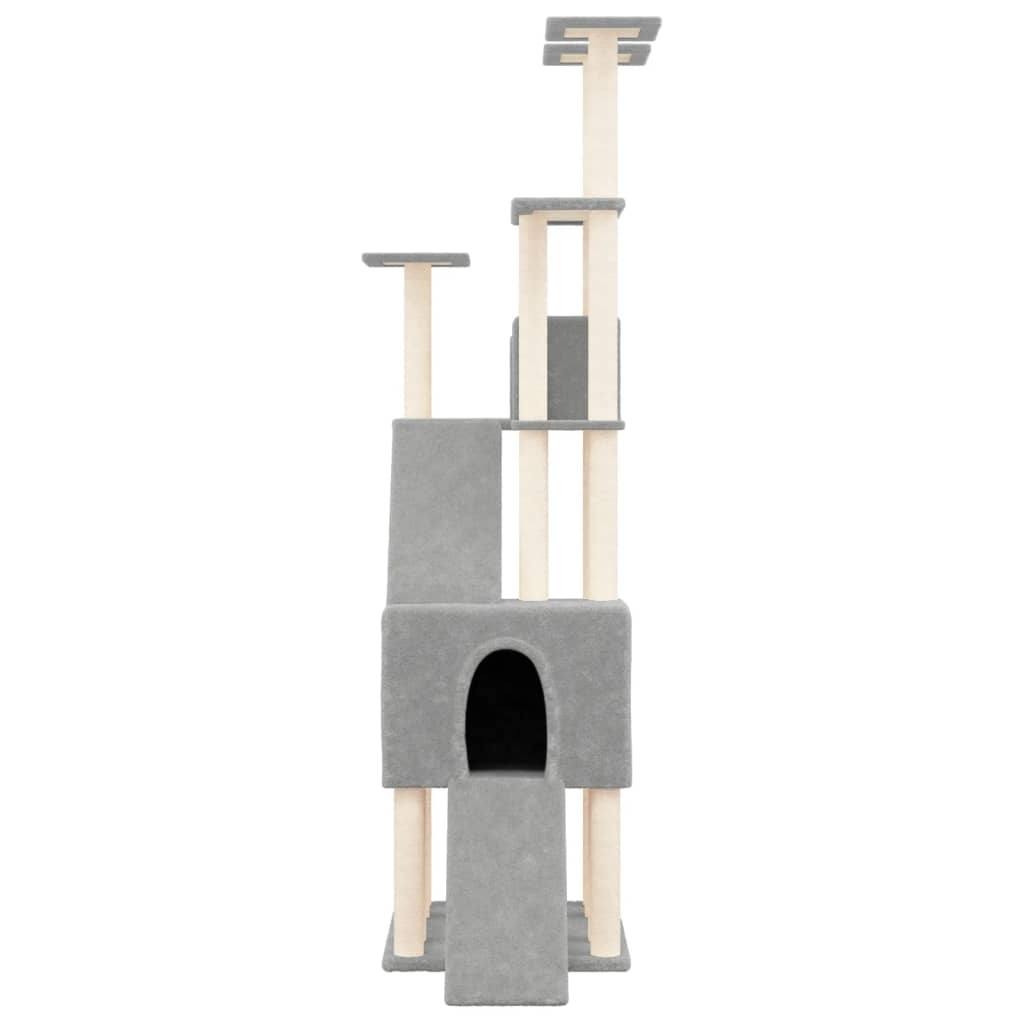 Muebles de gato de Vidaxl con postes de rascado de sisal 190 cm de gris claro
