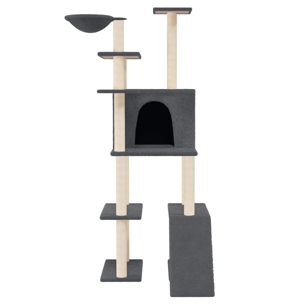 Muebles de gato de Vidaxl con postes de rascado de sisal 166 cm de gris oscuro