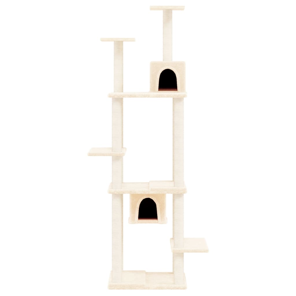 Muebles de gato de Vidaxl con postes de rascado de sisal de 176 cm de crema