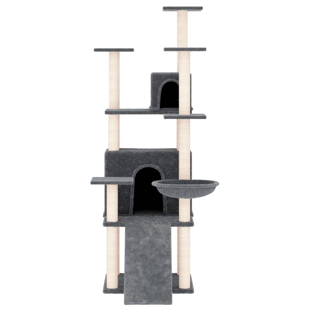 Muebles de gato de Vidaxl con postes de rascado de sisal 154 cm de gris oscuro