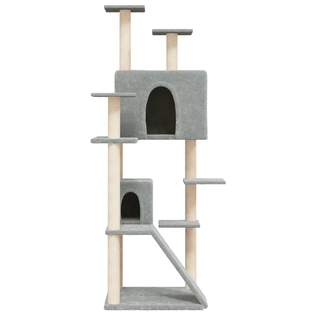 Muebles de gato de Vidaxl con postes de rascado de sisal 153 cm de gris claro