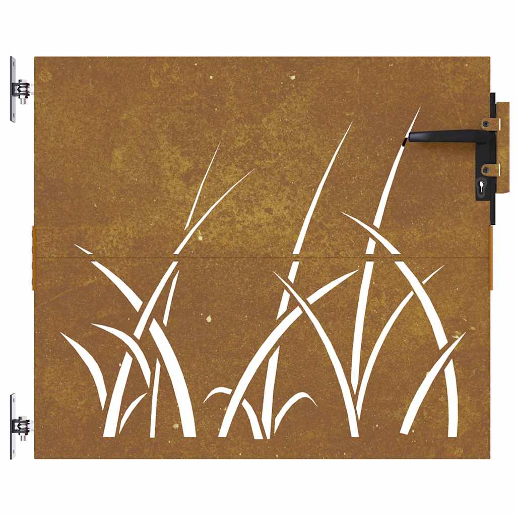 Vidaxl poort 85x75 cm grasontwerp cortenstaal