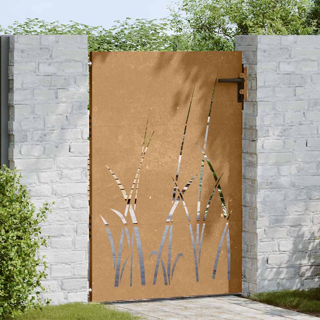 Vidaxl poort 85x125 cm grasontwerp cortenstaal