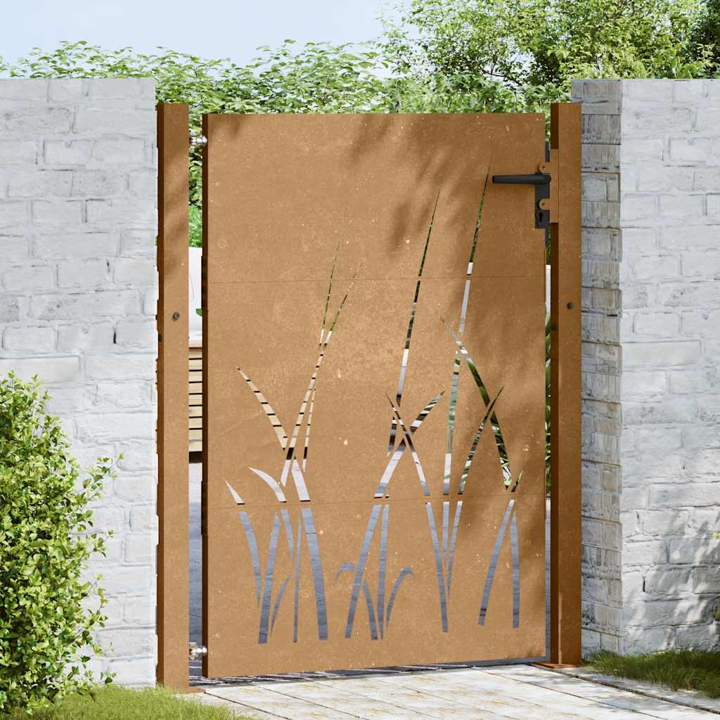 Vidaxl poort 100x150 cm grasontwerp cortenstaal