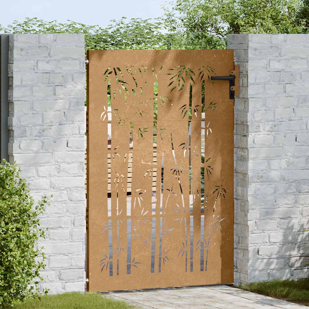 Vidaxl Poort 85x125 cm Design di bambù Cortenstaal
