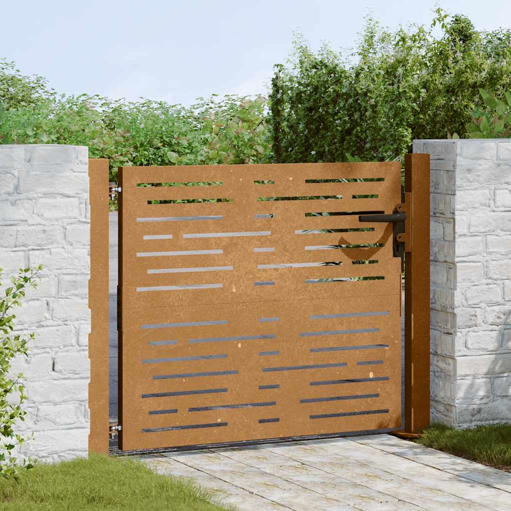 Vidaxl poort 100x100 cm vierkant cortenstaal