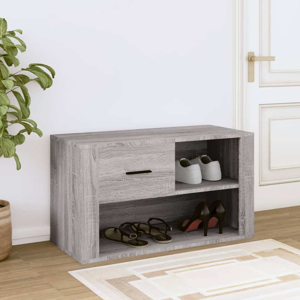 Vidaxl Cabinet da scarpe 80x35x45 cm Sonoma grigio in legno
