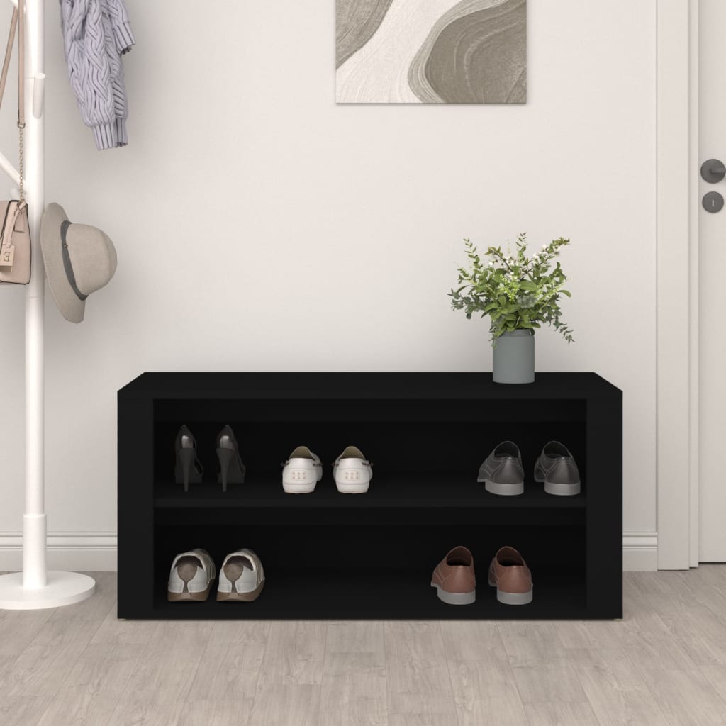 Vidaxl Ratch de zapatos 100x35x45 cm de madera propiedad de negro