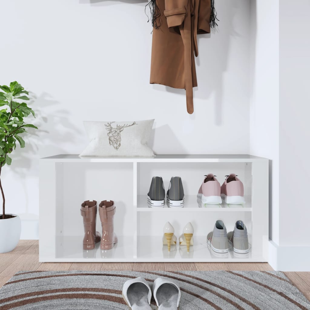 Vidaxl Cabinet da scarpe 100x35x45 cm Properpata in legno Bianco lucido