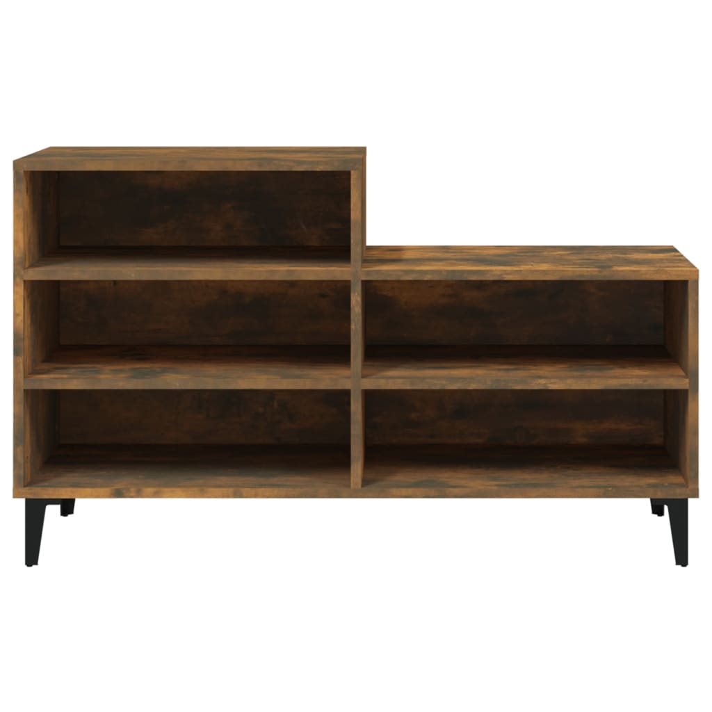 Gabinete de zapatos Vidaxl 102x36x60 cm de madera propiedad de roble ahumado