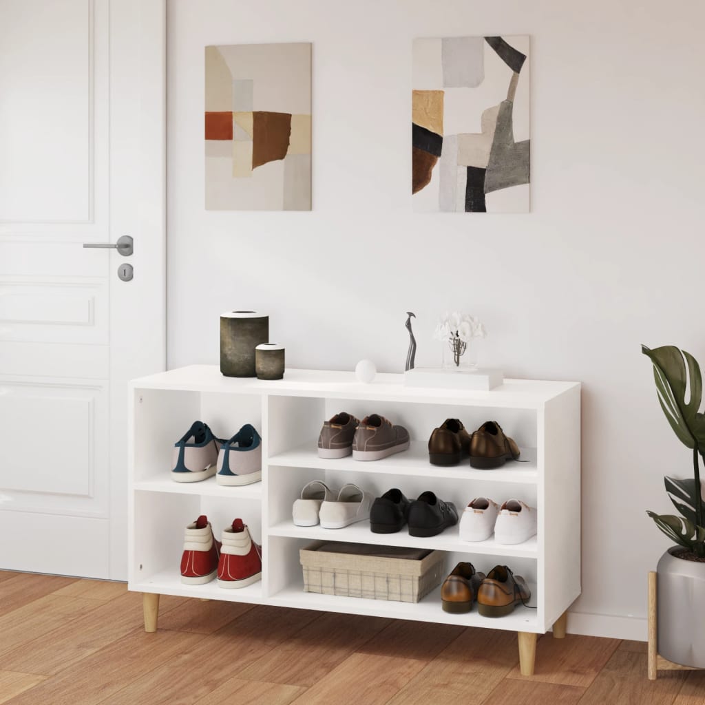 Gabinete de zapatos Vidaxl 102x36x60 cm de madera propiedad de blanco