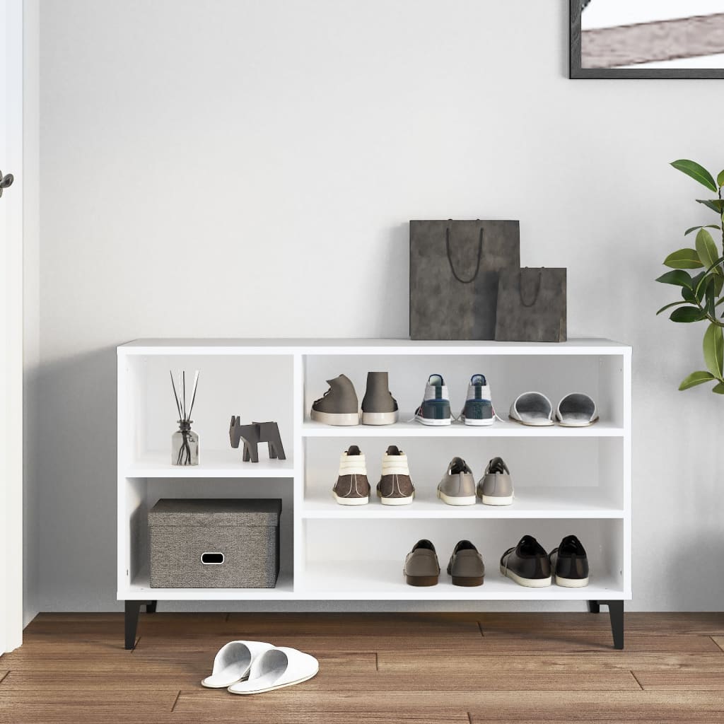 Gabinete de zapatos Vidaxl 102x36x60 cm de madera propiedad de blanco