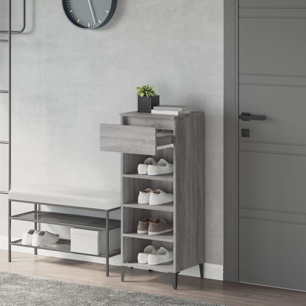 Vidaxl Shoe Rack 40x36x105 cm de madera procesada gris soma coloreado