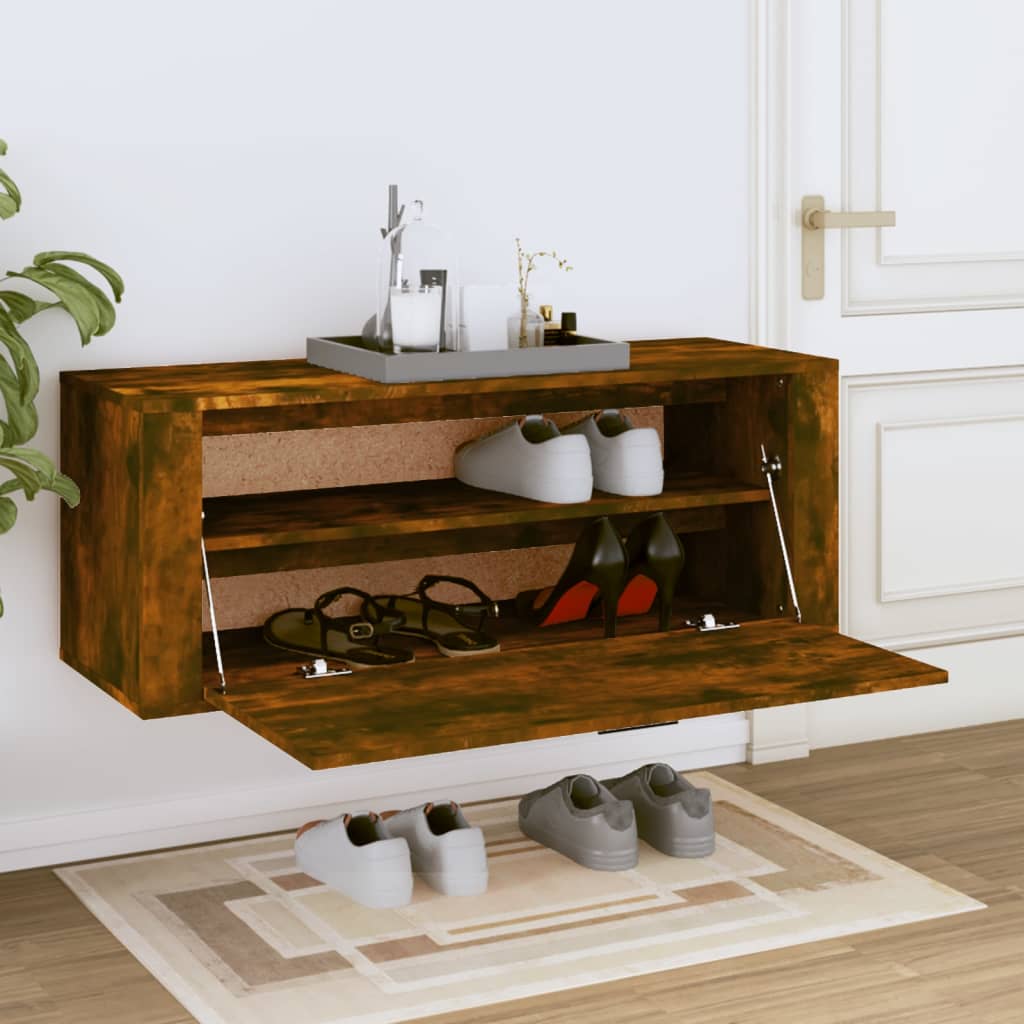 Vidaxl Shoe Gabinet Wall -Roble de madera procesado de 100x35x38 cm
