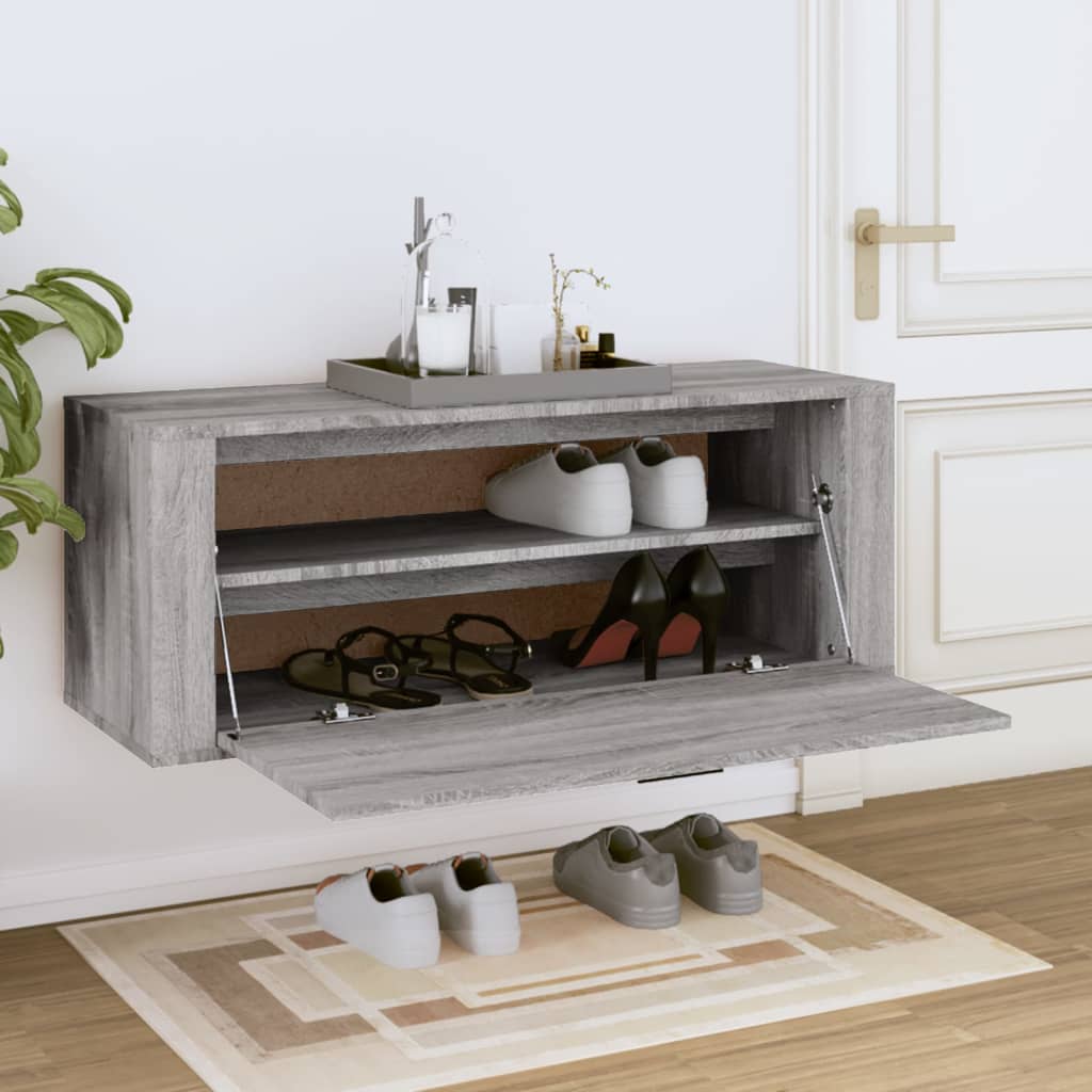 Armadio da scarpe a parete Vidaxl 100x35x38 cm Properpata Sonoma grigio