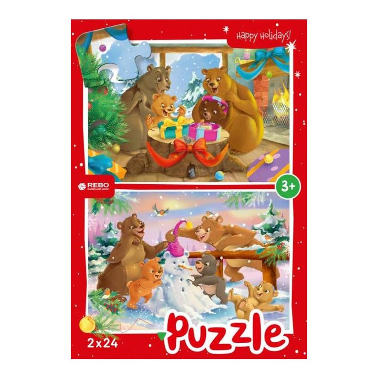 Rebo Productions Christmas Bears LegPuzzel Junior 24 24 pezzi