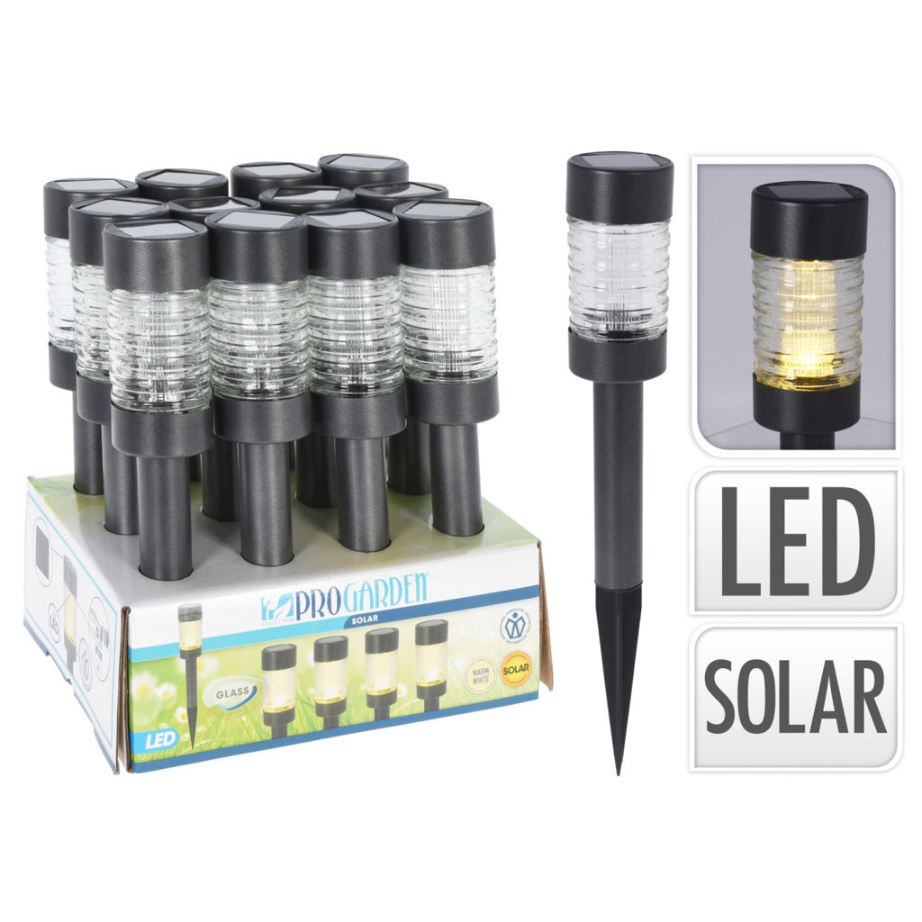 Garden Garden Solarlamp antracita vidrio de acero inoxidable