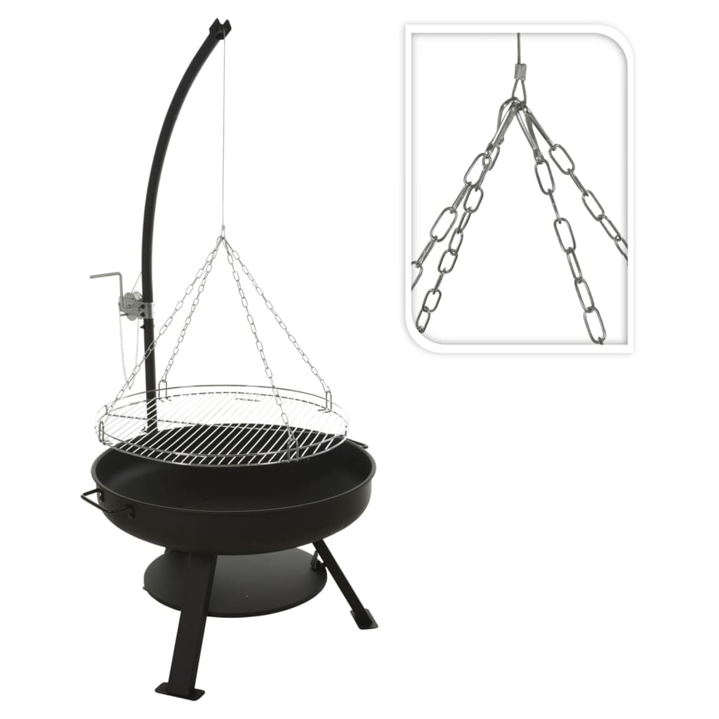 Ciotola antincendio a ambiente Ø60 cm con grill barbecue Ø55 cm metallo