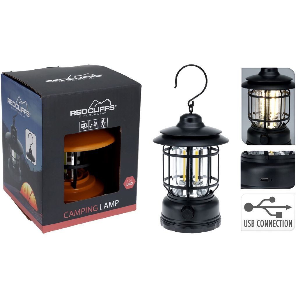 Redcliffs lámpara de camping USB recargable negro