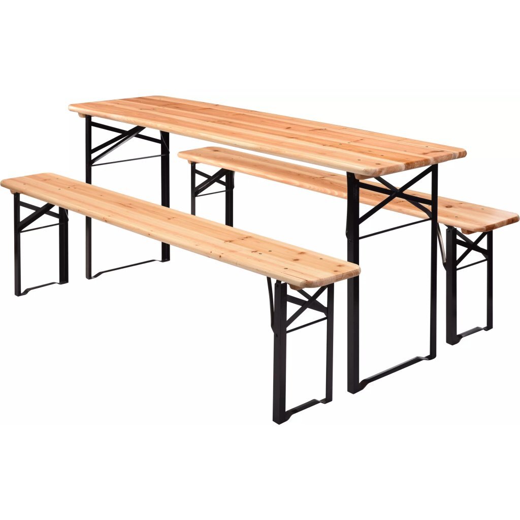 Otras marcas mesa plegable con 2 bancos madera metal