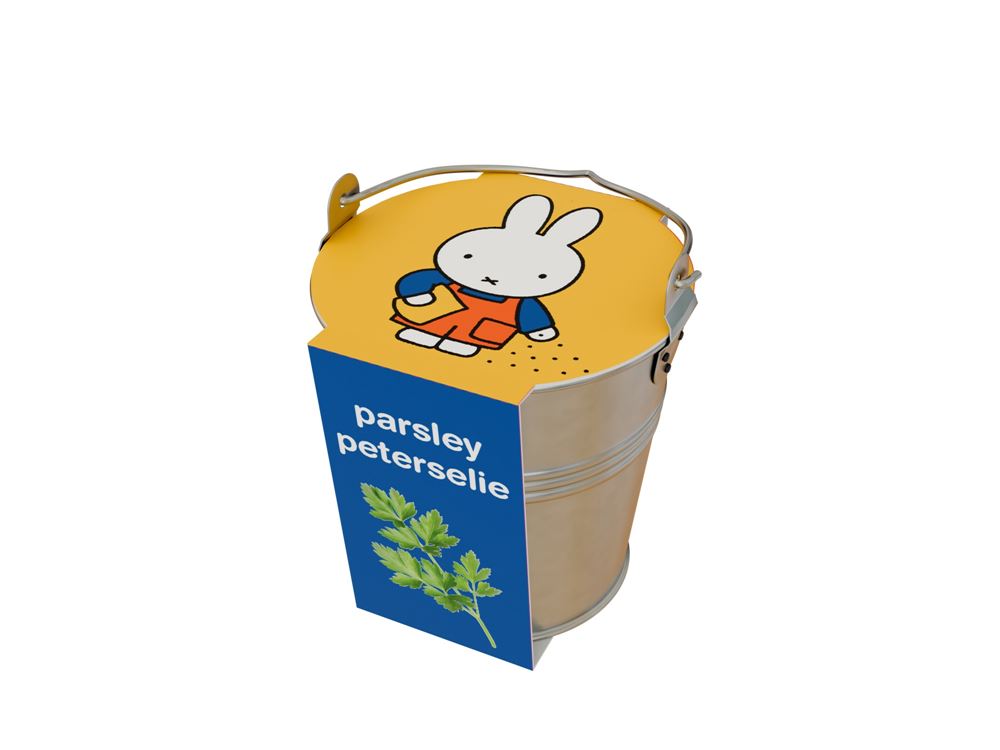 Hierbas Miffy en el cubo de zinc de Peter.