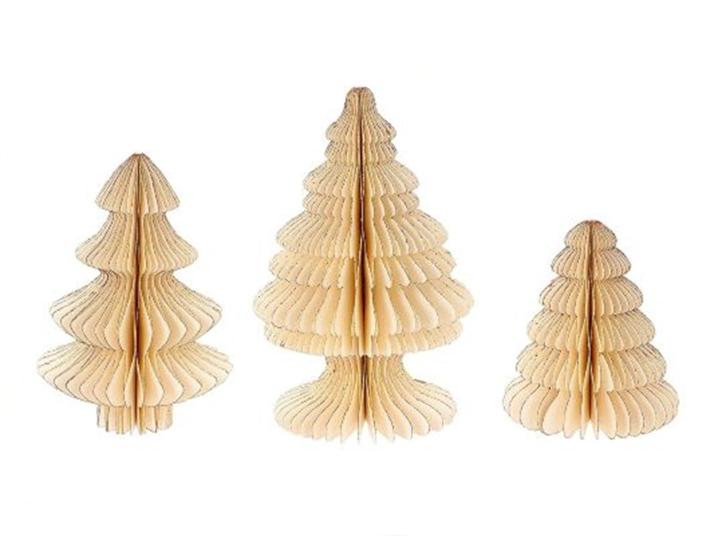 Hbx Natural Living Albero di Natale pieghevole in carta, 3 pezzi, bianco sporco