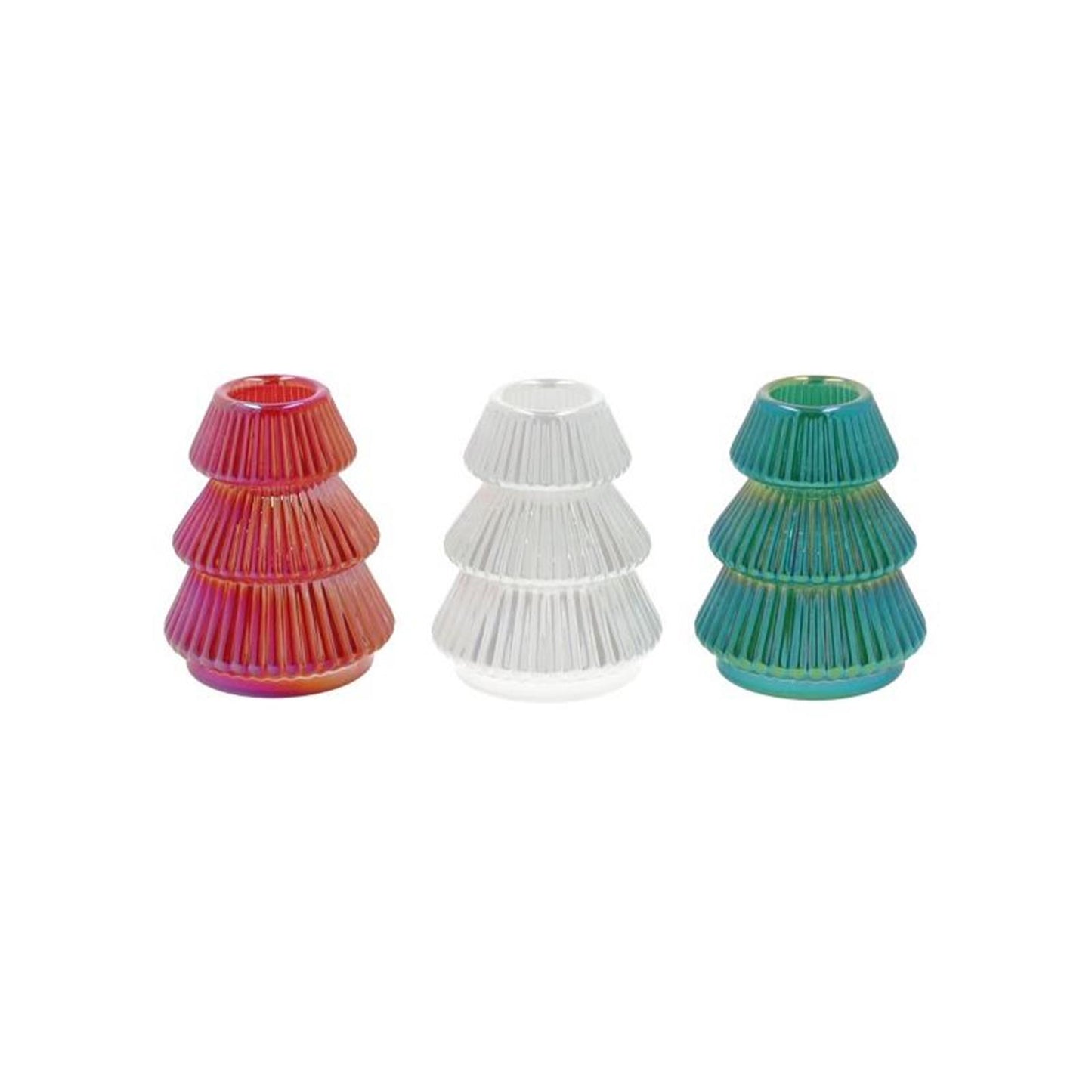 Hbx portacandele natural living albero di Natale in vetro h8cm