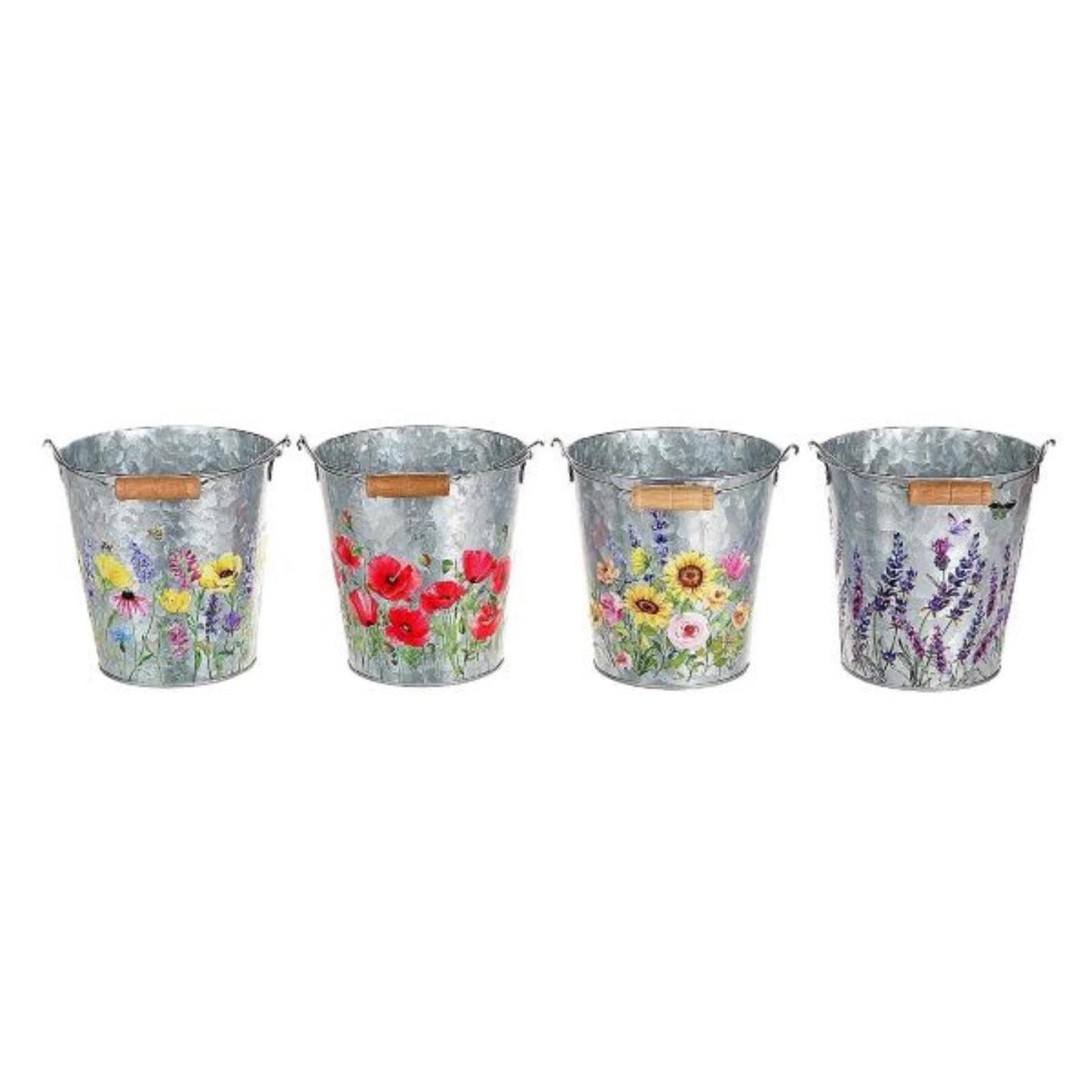 HBx natural living cubo de zinc h14cm con estampado floral