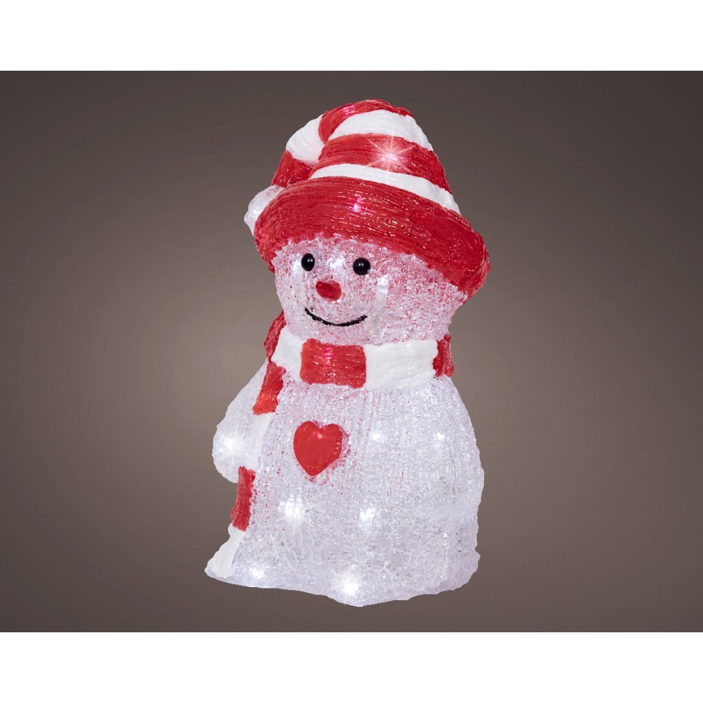 Otras marcas decoración LED muñeco de nieve 13,3x16,8x25,2 cm acrílico rojo blanco