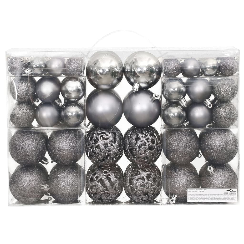 Vidaxl Christmas Balls 100 st 3 4 6 cm grigio