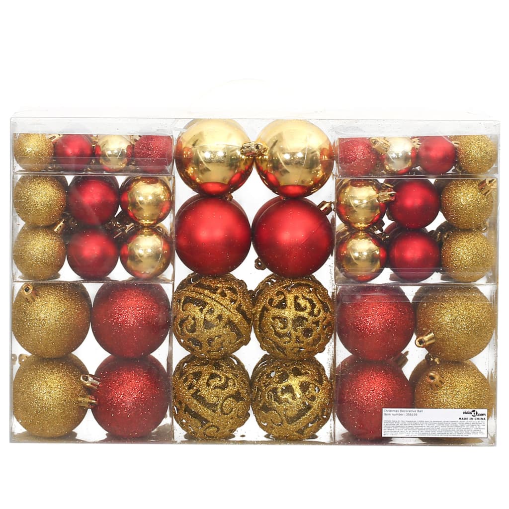 Vidaxl Christmas Balls 100 PCS 3 4 6 cm dorado y vino rojo