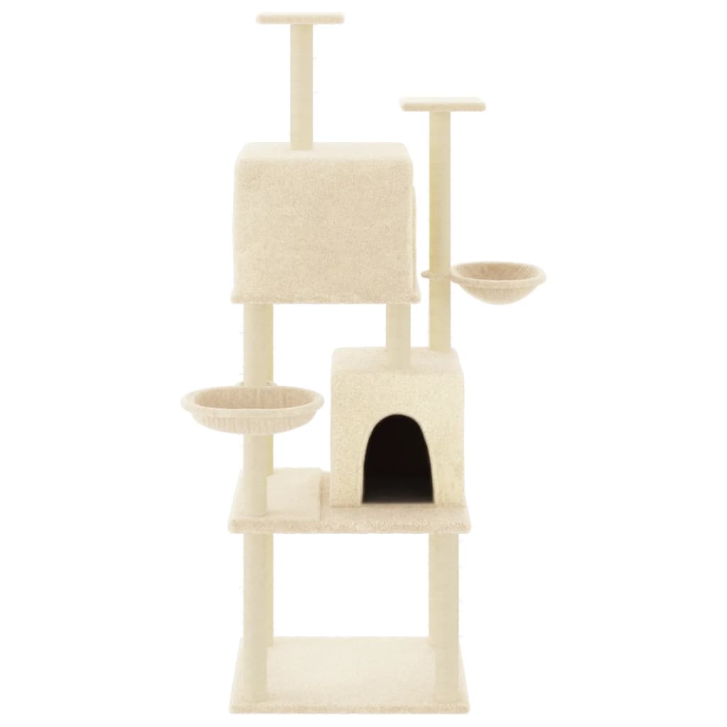 Muebles de gato de Vidaxl con postes de rascado de sisal 180 cm de crema