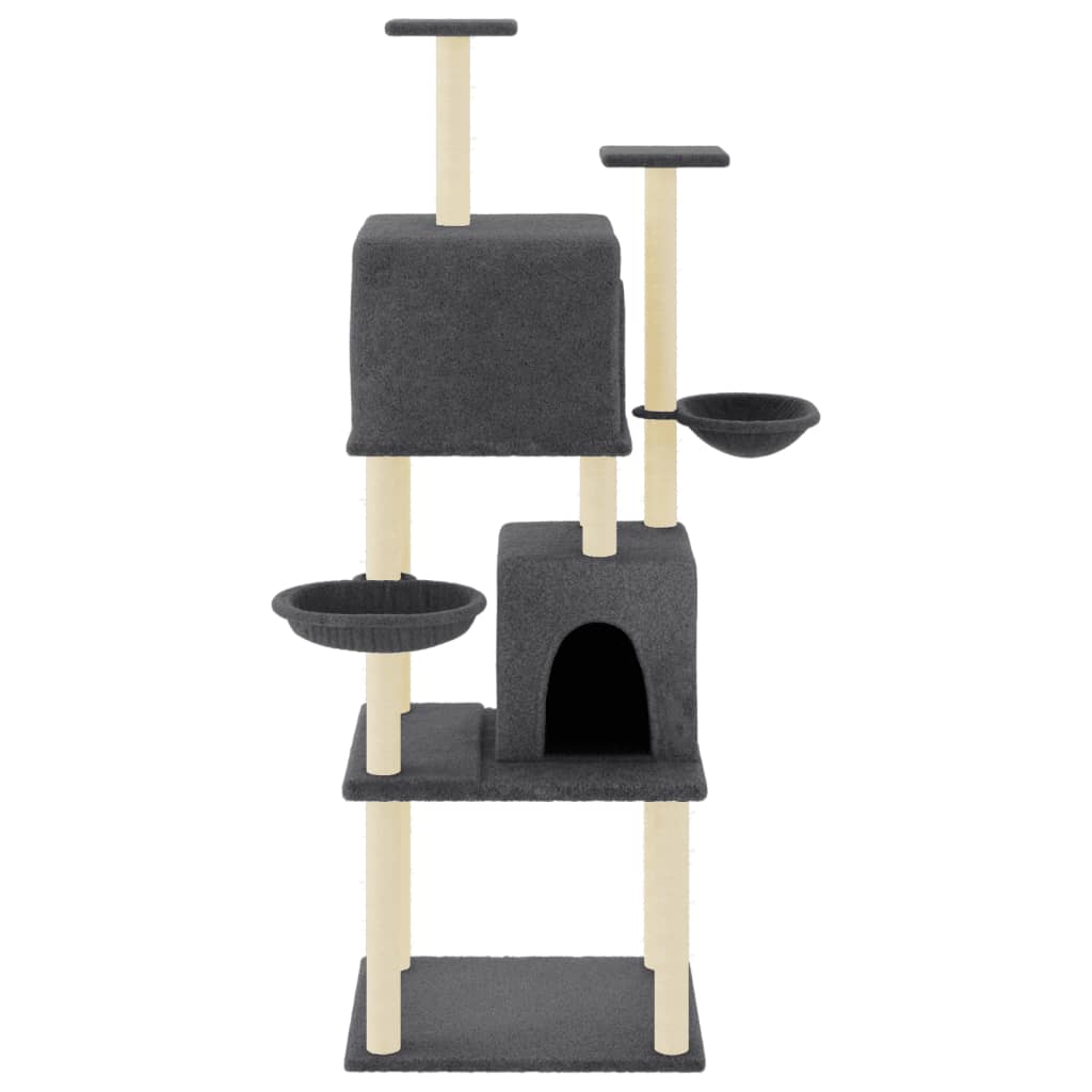 Muebles de gato de Vidaxl con postes de rascado de sisal 180 cm de gris oscuro