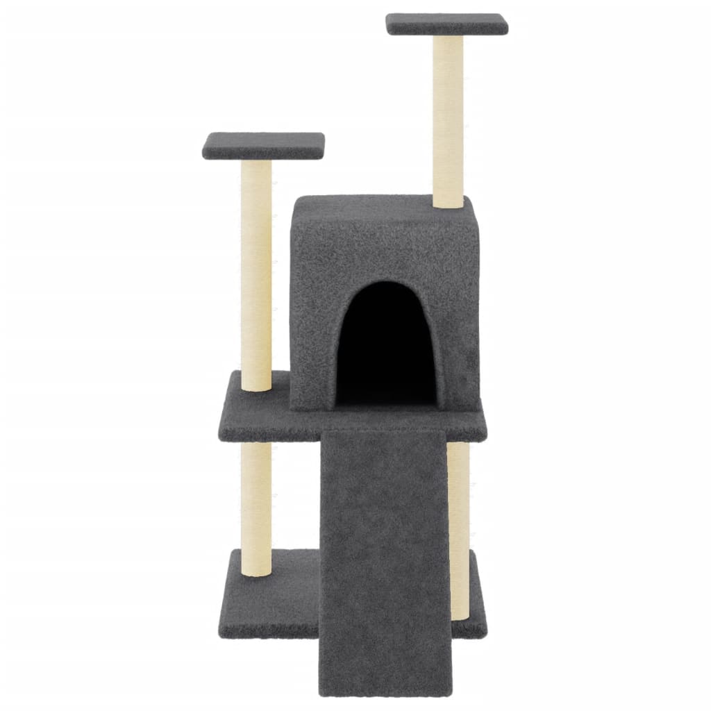 Muebles de gato de Vidaxl con postes de rascado de sisal 110 cm de gris oscuro