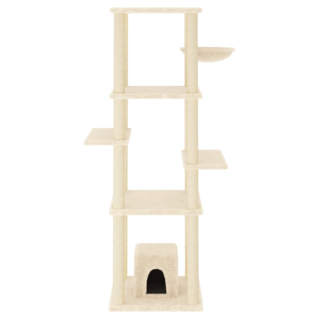 Muebles de gato de Vidaxl con postes de rascado de sisal 154 cm de crema