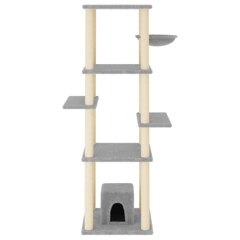 Muebles de gato de Vidaxl con postes de rascado de sisal 154 cm de gris claro