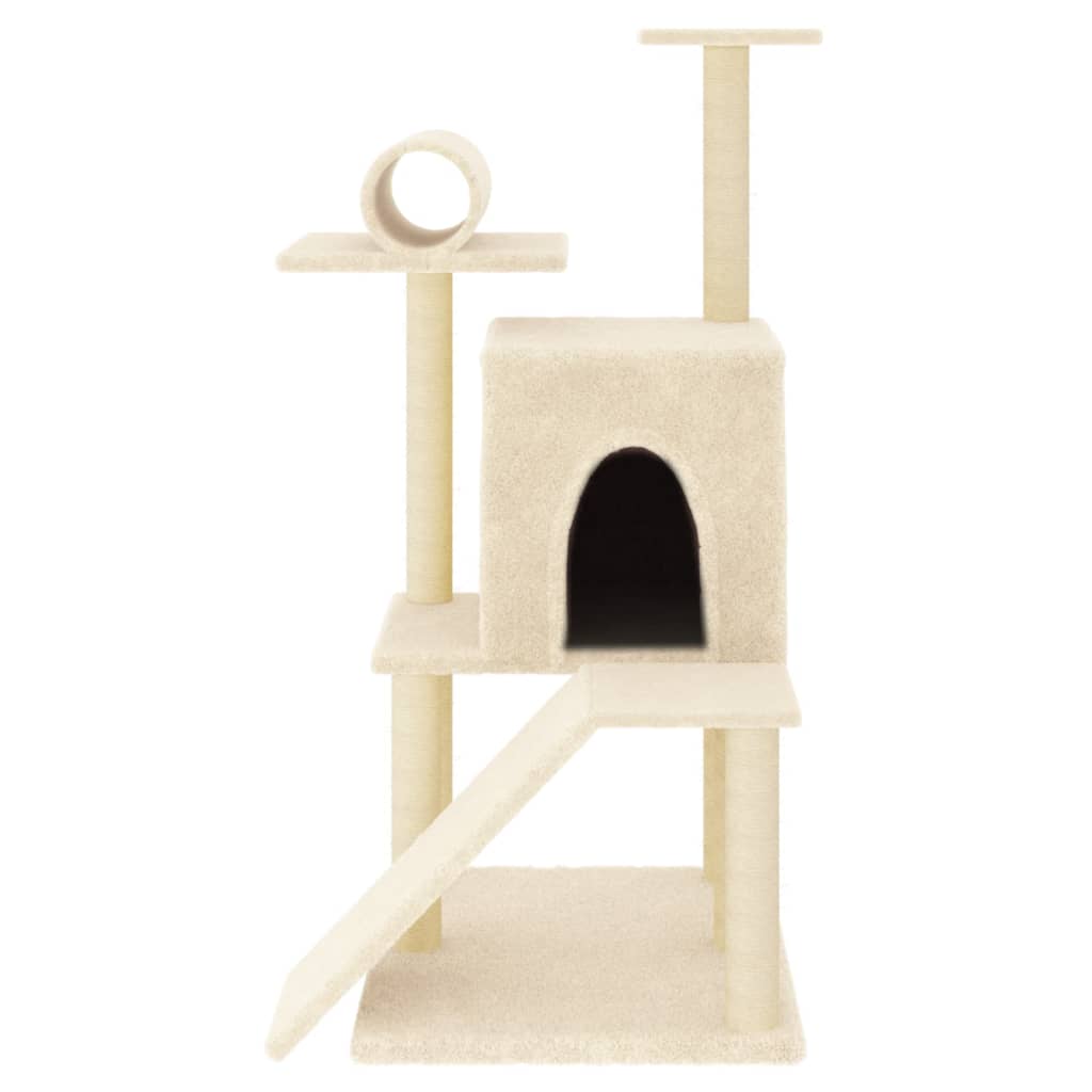 Muebles de gato de Vidaxl con postes de rascado de sisal 110.5 cm de crema