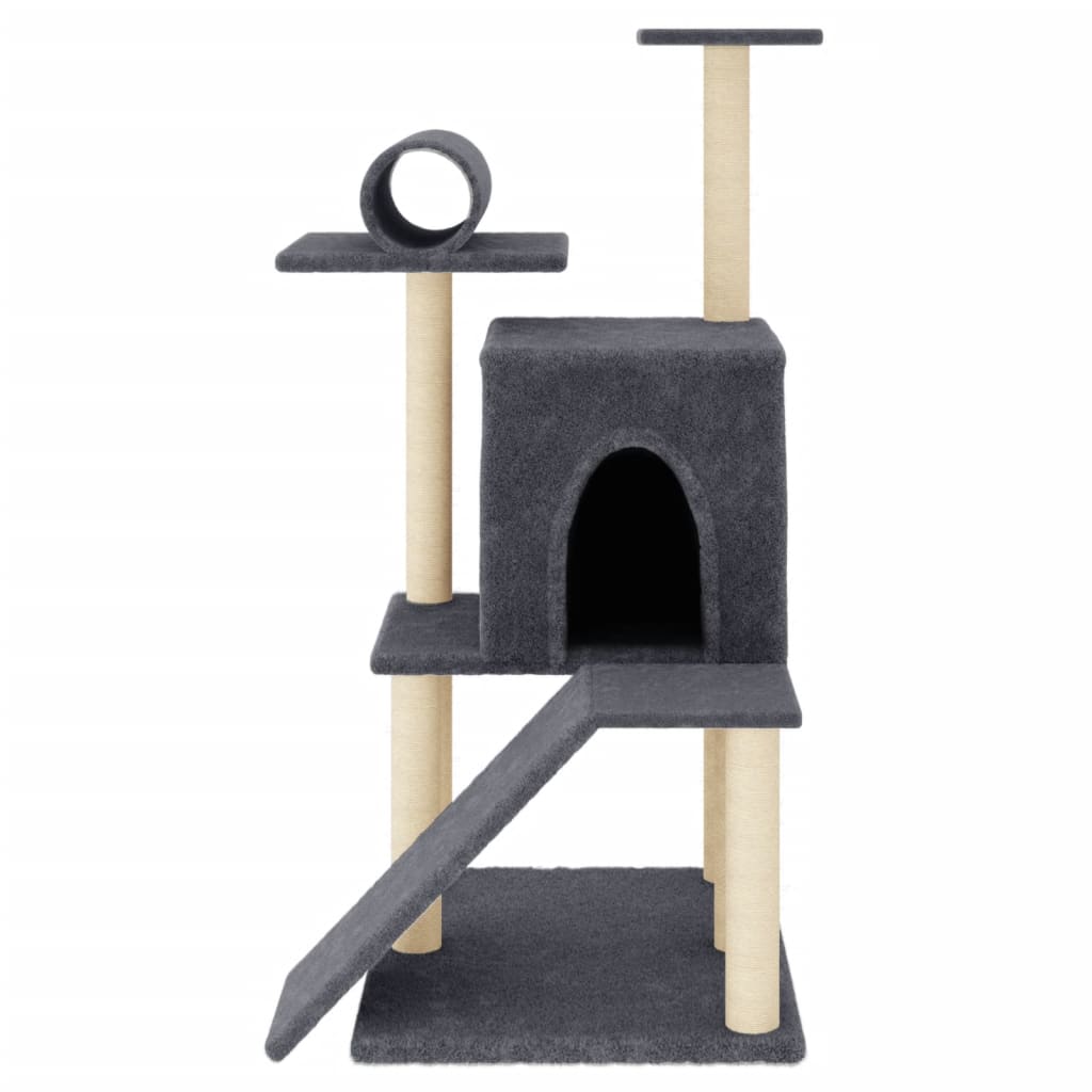 Muebles de gato de Vidaxl con postes de rascado de sisal 110.5 cm de gris oscuro