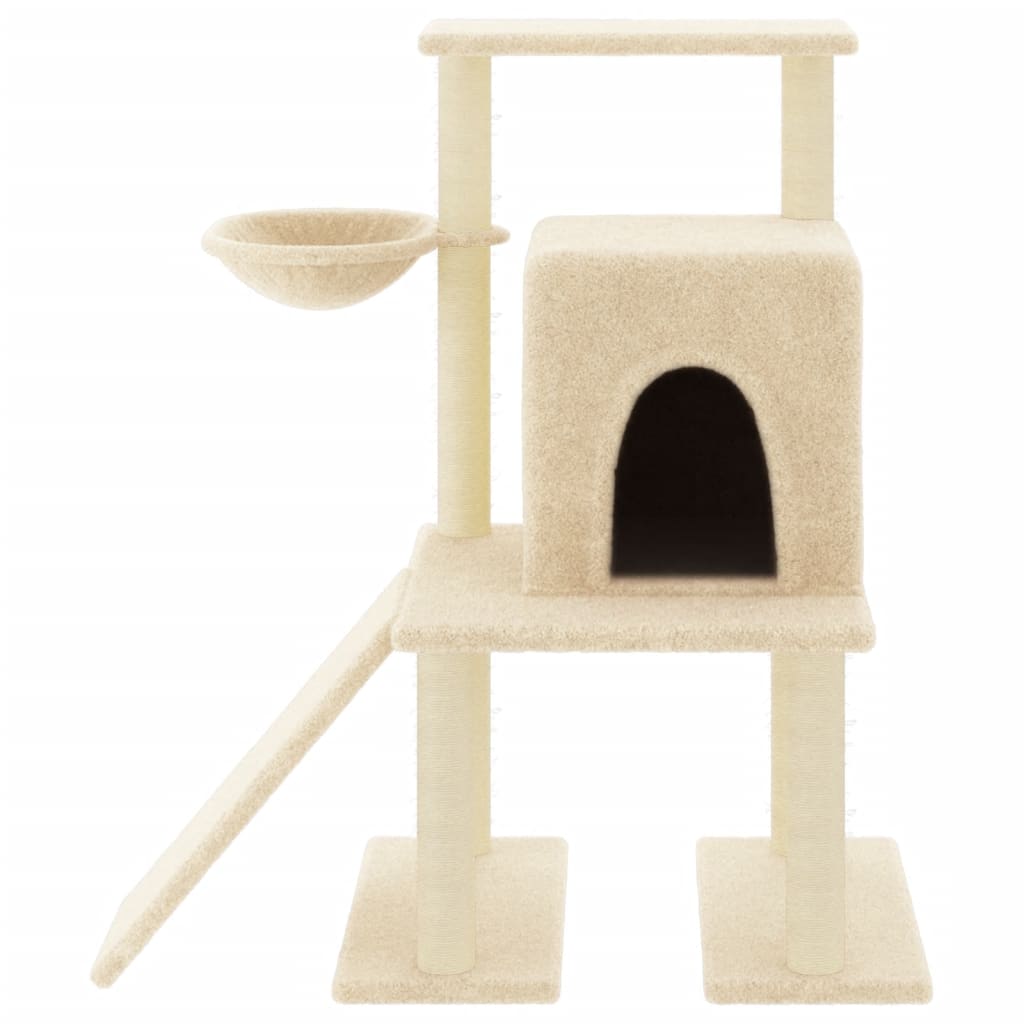 Muebles de gato de Vidaxl con postes de rascado de sisal 96.5 cm de crema