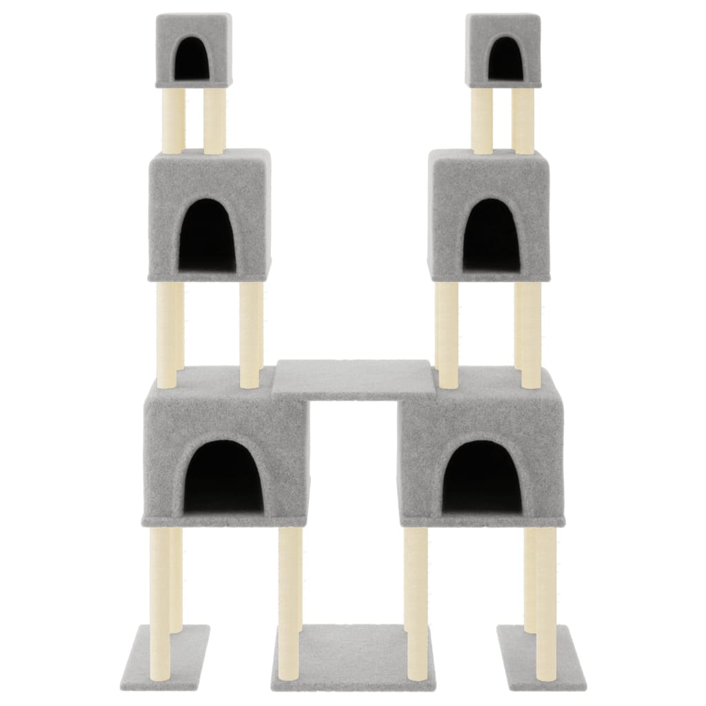 Muebles de gato de Vidaxl con postes de rascado de sisal 199 cm de gris claro