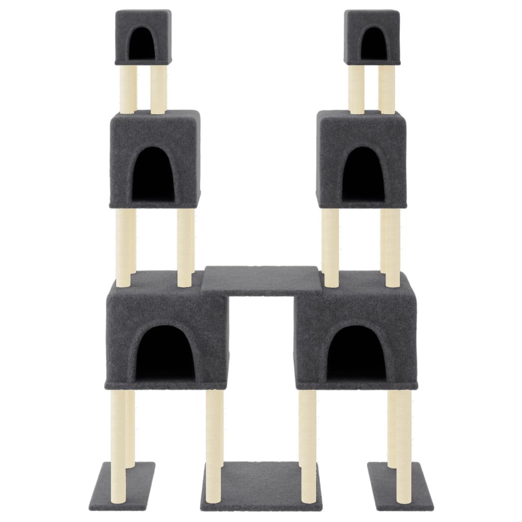Muebles de gato de Vidaxl con postes de rascado de sisal 199 cm de gris oscuro