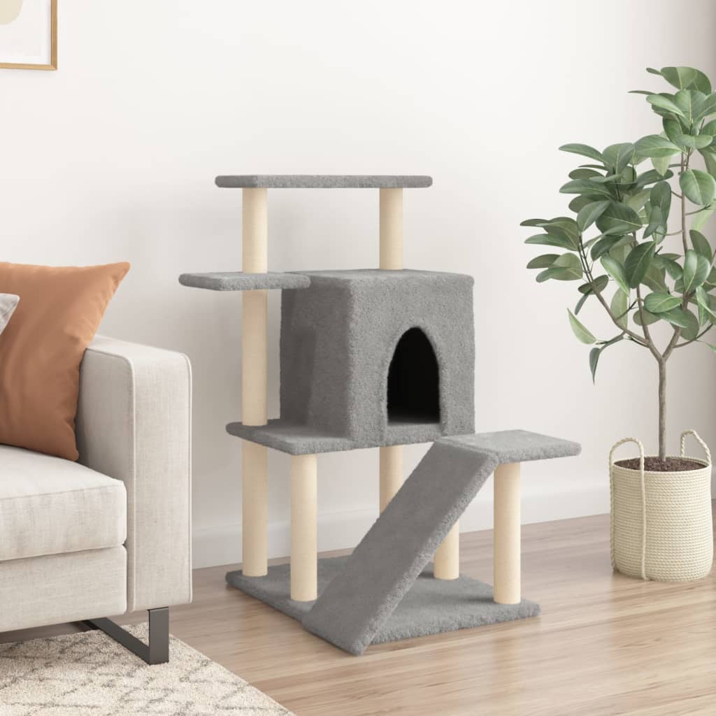 Muebles de gato de Vidaxl con postes de rascado de sisal 97 cm de gris claro