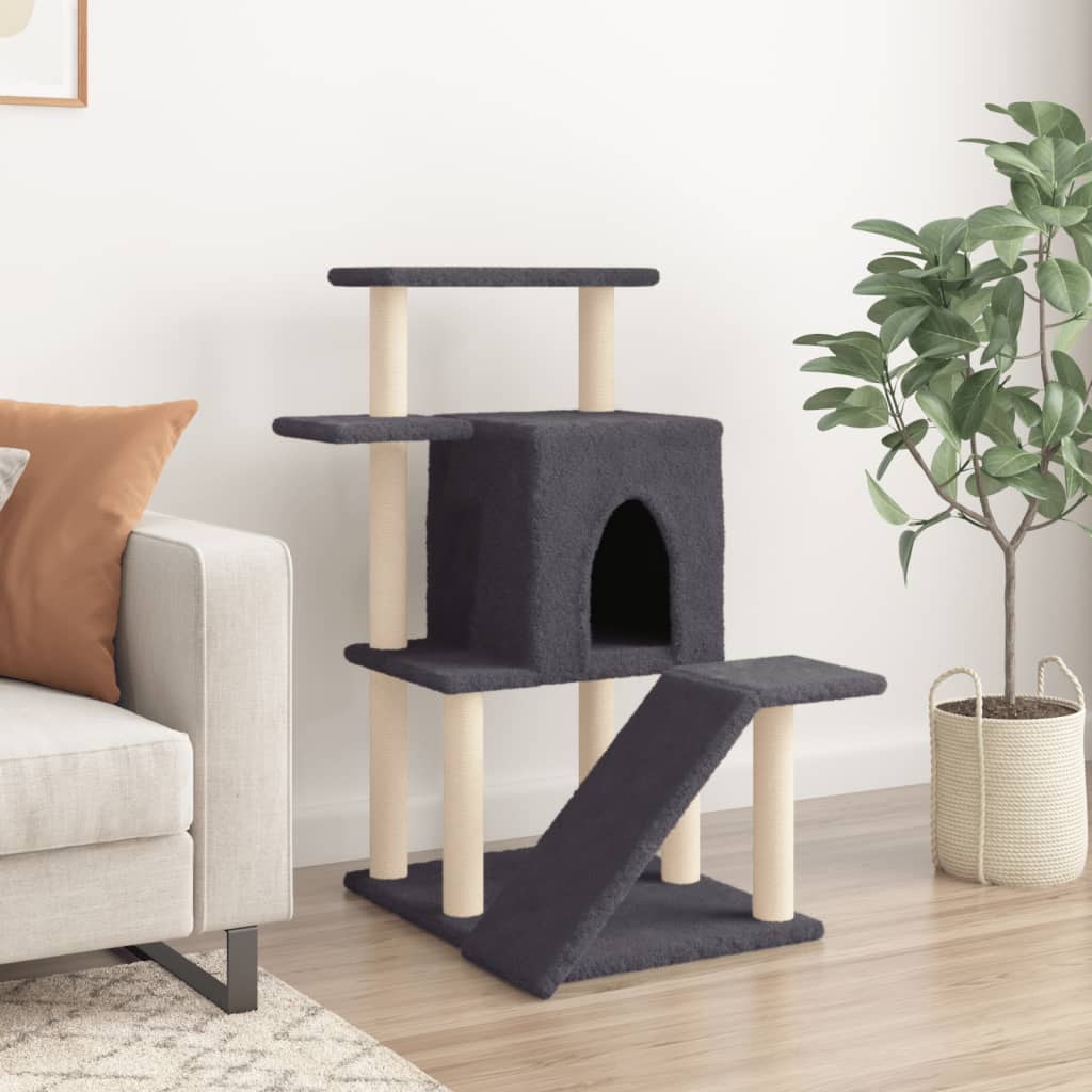 Muebles de gato de Vidaxl con postes de rascado de sisal 97 cm de gris oscuro
