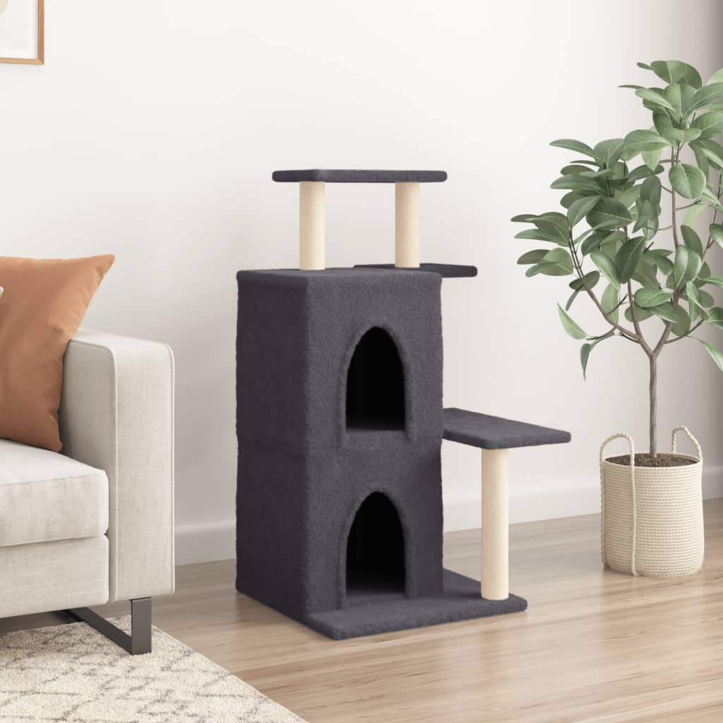 Muebles de gato de Vidaxl con postes de rascado de sisal 97 cm de gris oscuro