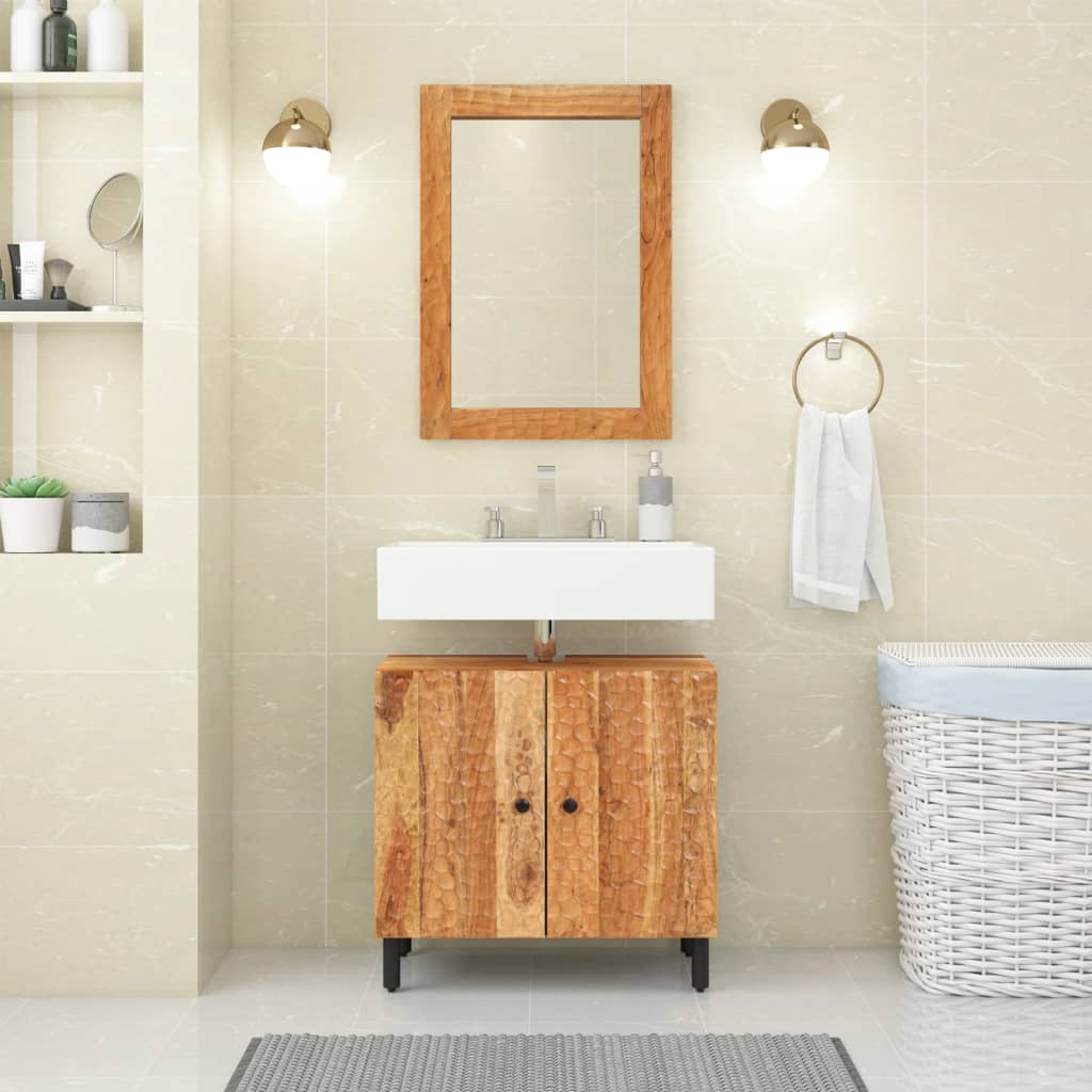 Specchio da bagno Vidaxl 50x70x2.5 cm Acacia solida e vetro